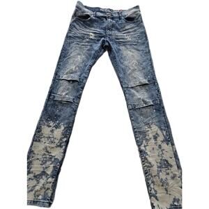 Demolition Mens Acid Bleach Wash Distressed Rocker Skater Jeans Size 32x32